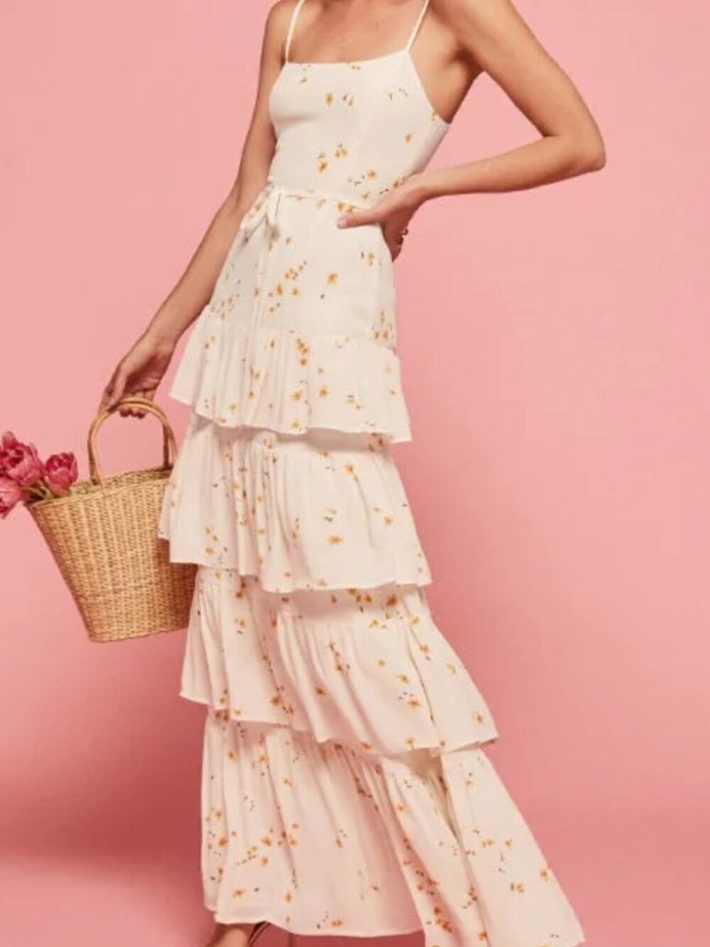Reformation Foxglove Tiered Maxi Dress Cottagecore Whimsy Size 0
